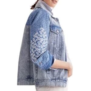 Anthropologie Avec Les Filles Blue Patchwork Denim Jacket L